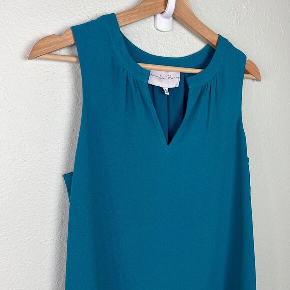 Charles Henry High Low Ruffle Sleeveless Shift Dress Teal Blue Size Small‎ - Picture 4 of 7
